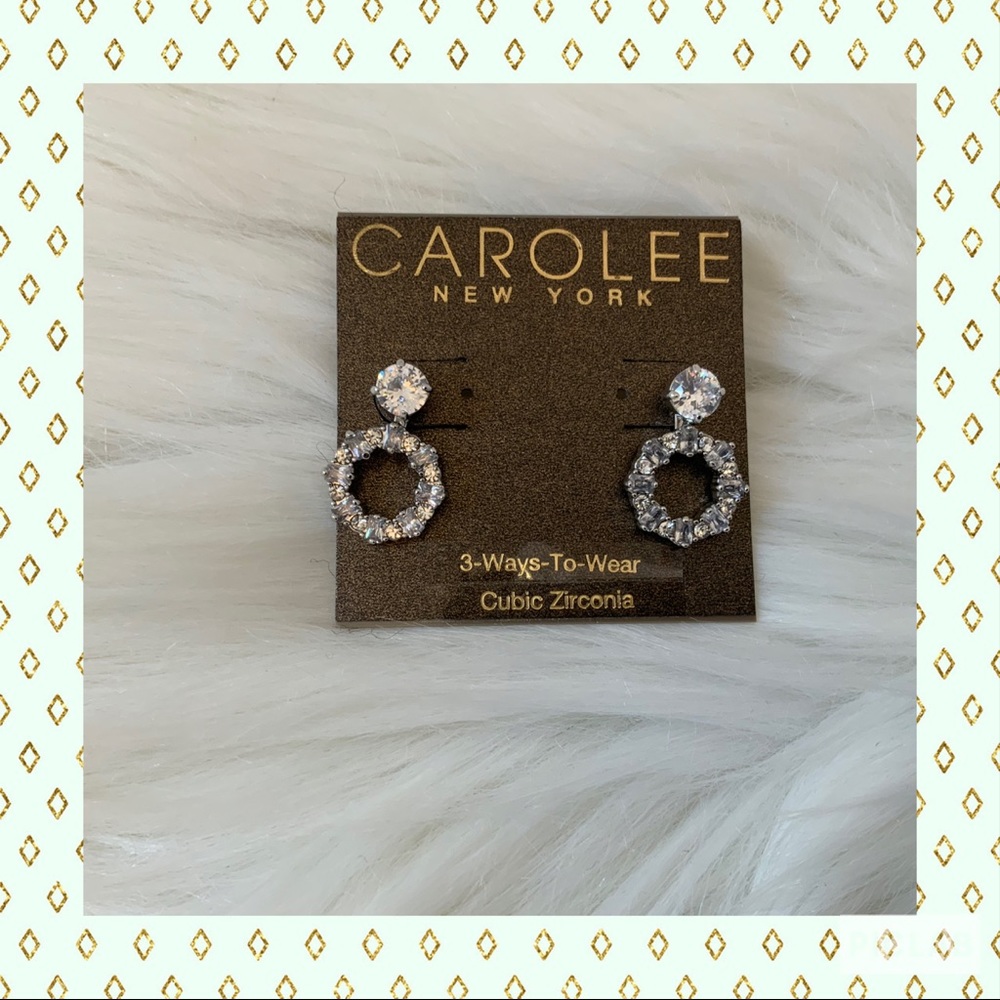 Carolee 3-Ways-To-Wear Cubic Zirconia Earrings New